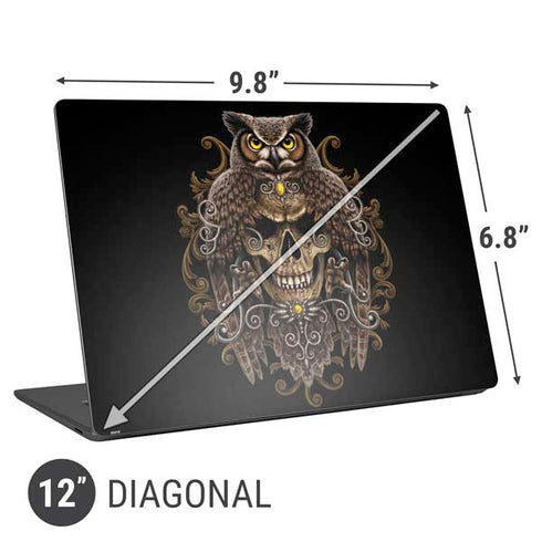 Skull and Owl by Sarah Richter Universal Laptop 12in (9.8 x 6.8in) Skin